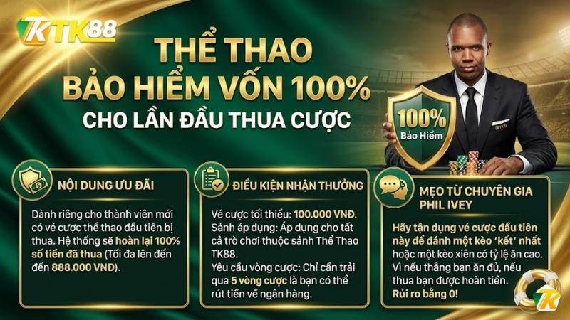 Bảo hiểm vốn 100% cho lần đầu thua cược