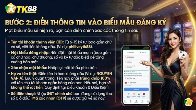 Bước 2: Điền thông tin vào biểu mẫu đăng ký