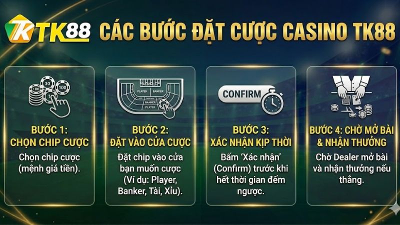 Các bước đặt cược tại Casino TK88