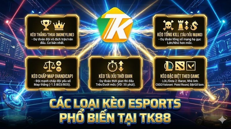 Các loại kèo phổ biến tại E-Sports TK88