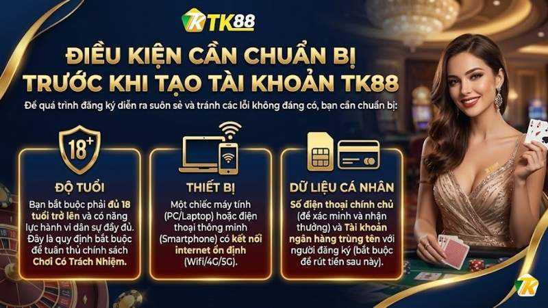 Điều kiện cần chuẩn bị trước khi tạo tài khoản TK88