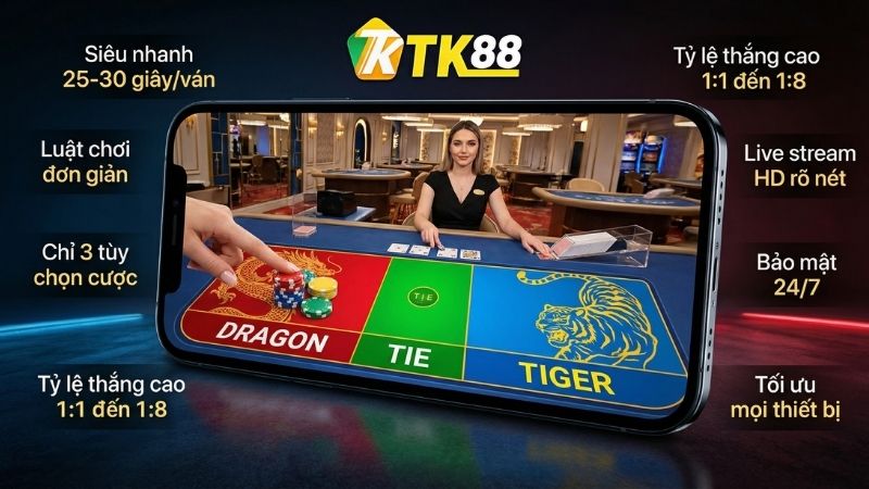 Giao diện đặt cược Rồng Hổ trên mobile tối ưu trải nghiệm người dùng