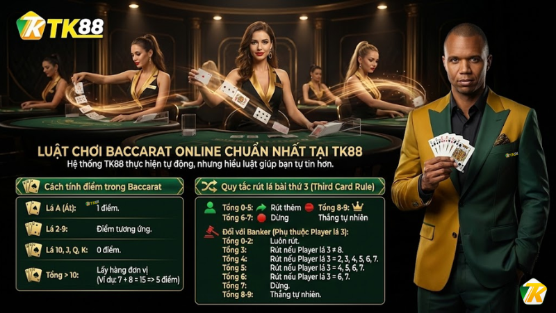 Hướng dẫn quy tắc rút lá bài thứ 3 chi tiết trong Baccarat