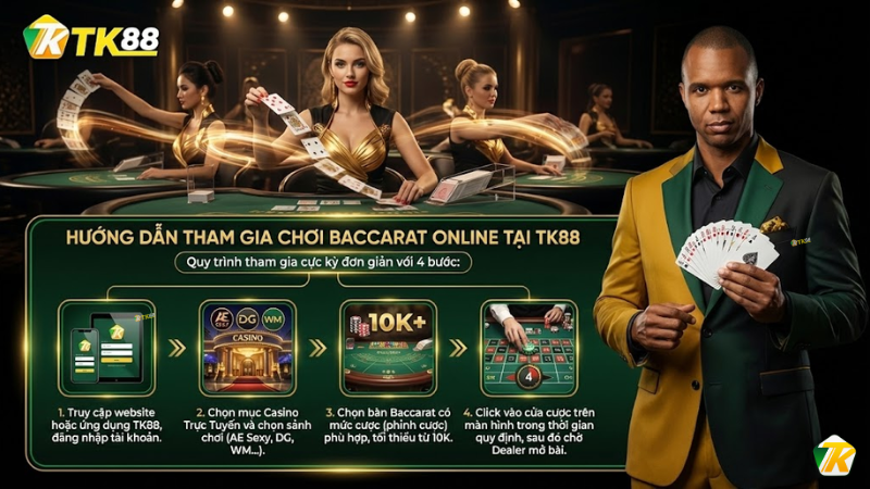 Hướng dẫn tham gia chơi BACCARAT ONLINE tại TK88