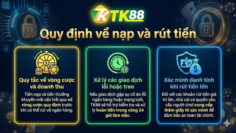 Quy định về nạp và rút tiền