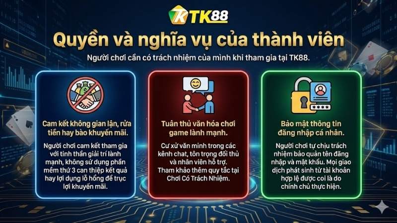 Quyền và nghĩa vụ của thành viên TK88