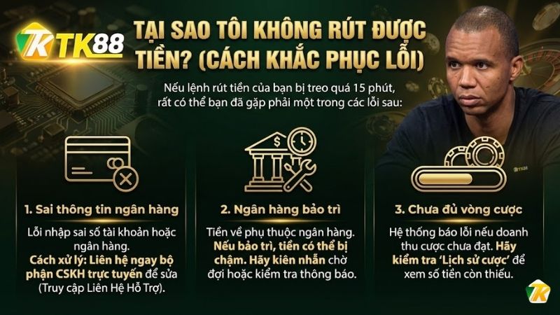 Tại sao tôi không rút được tiền? (CÁCH KHẮC PHỤC LỖI)