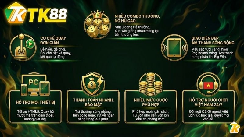 Ưu điểm nổi bật của Nổ Hũ Xúc Xắc tại TK88